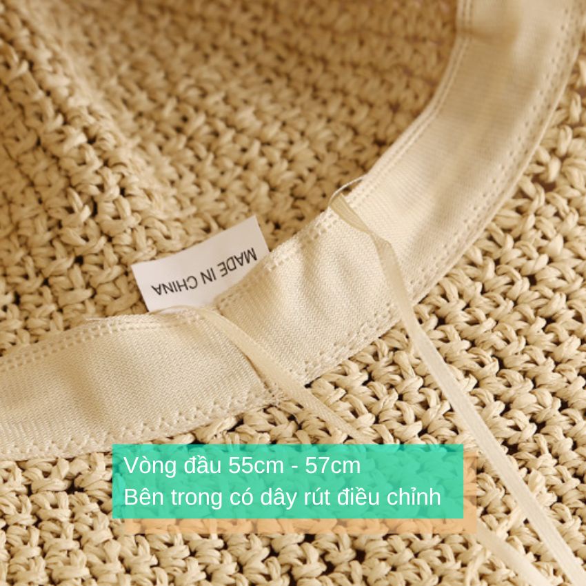 Mũ cói nón cói kiểu dáng Bucket viền ren chống nắng đi biển Trendy mẫu 2022