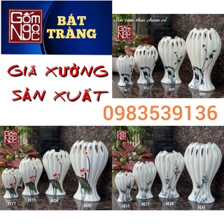 LỌ HOA BÀN TAY PHẬT HỌA TIẾT VẼ TAY, BÌNH HOA GỐM SỨ CAO CẤP BÁT TRÀNG