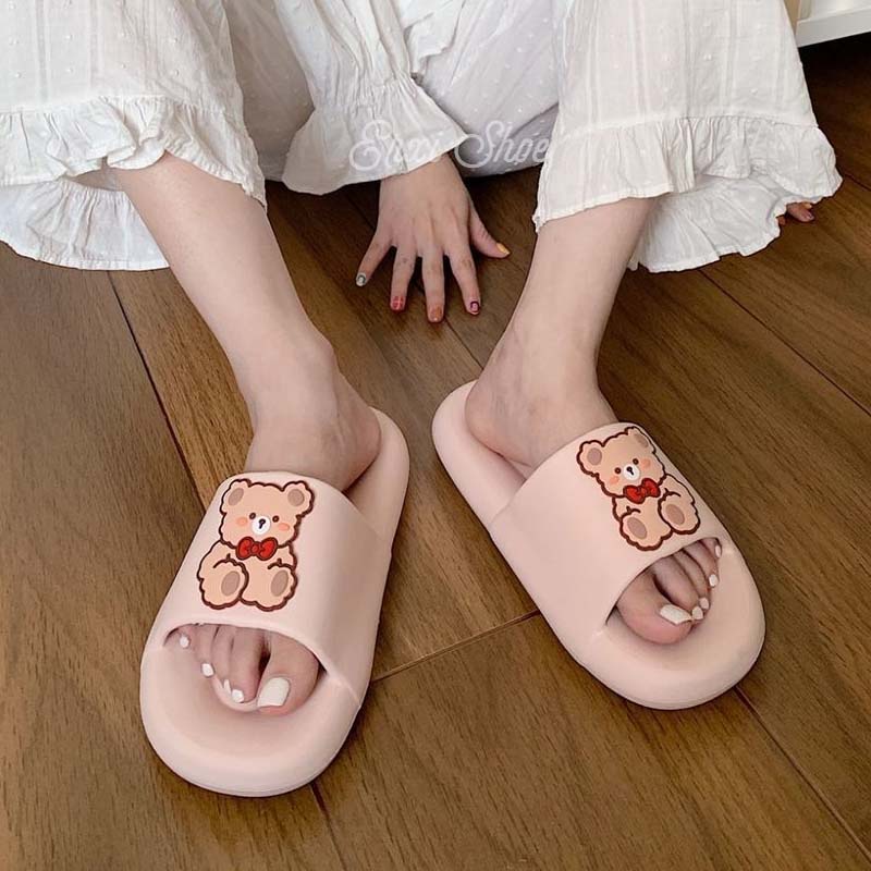 Oeteo Dép Xỏ Ngón Đế Bằng Hình Gấu Hồng Dễ Thương Cho Nữ