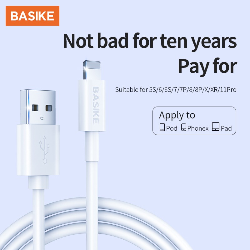 Dây Cáp Sạc BASIKE Dành Cho Điện Thoại Iphone Samsung Oppo Xiaomi Cổng Usb Sang Micro / Type C / Lightning 2.1A