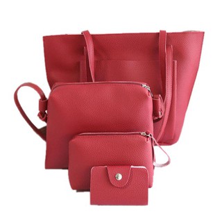 ☛☏❤4pcs Women PU Leather Handbag Lady Shoulder Bag Tote Purse Messenger Satchel Set