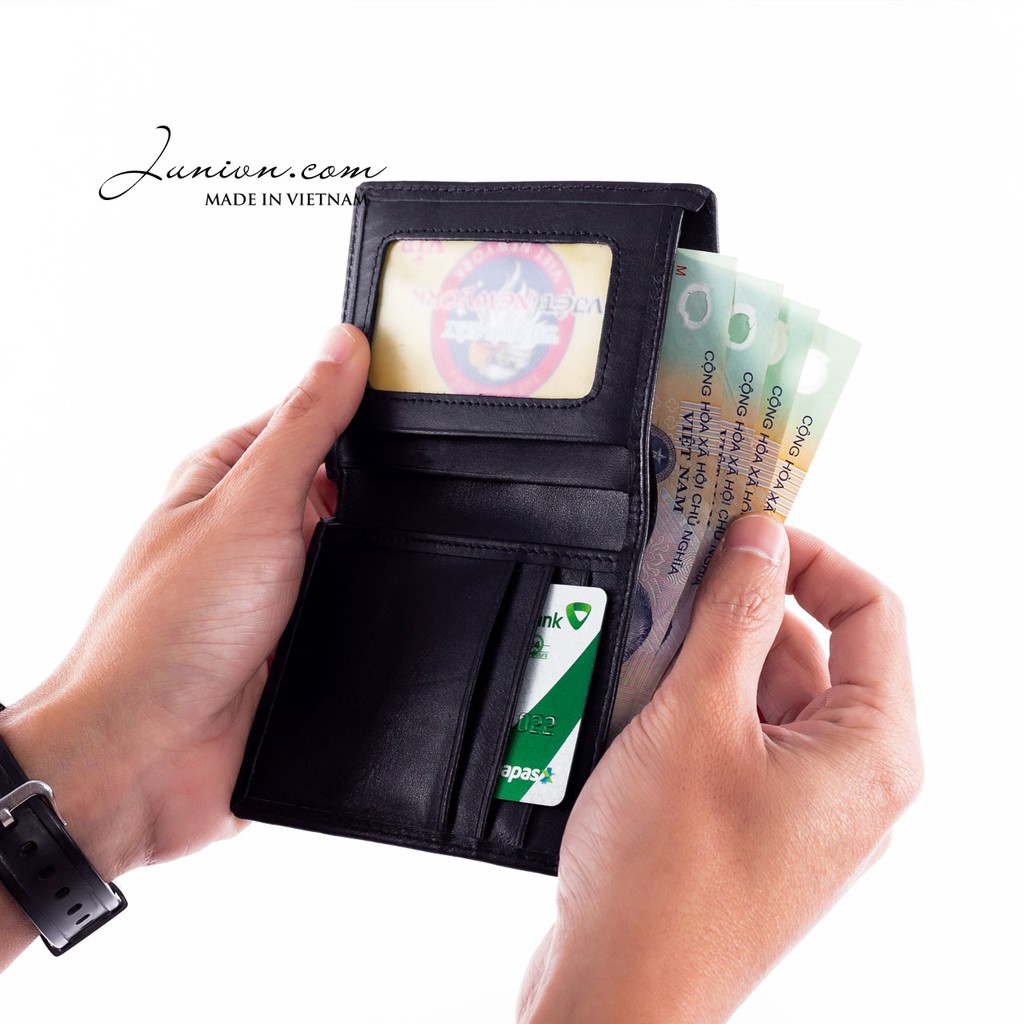 [DA BÒ THẬT 100%] Bóp da mini cao cấp - Ví đứng mini - Juni Official Store