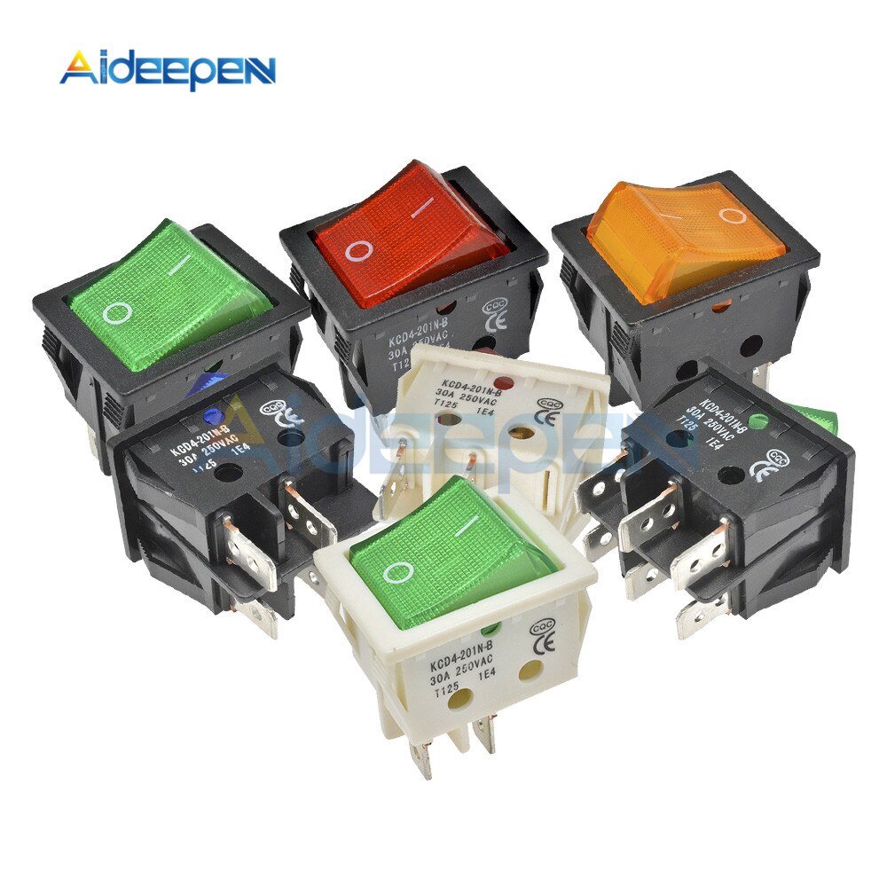 KCD4 High Current Rocker Switch Power Switch 2 position ON-OFF 4 Pins 6 Pins Electrical Equipment With Light Switch 30A 250V | BigBuy360 - bigbuy360.vn