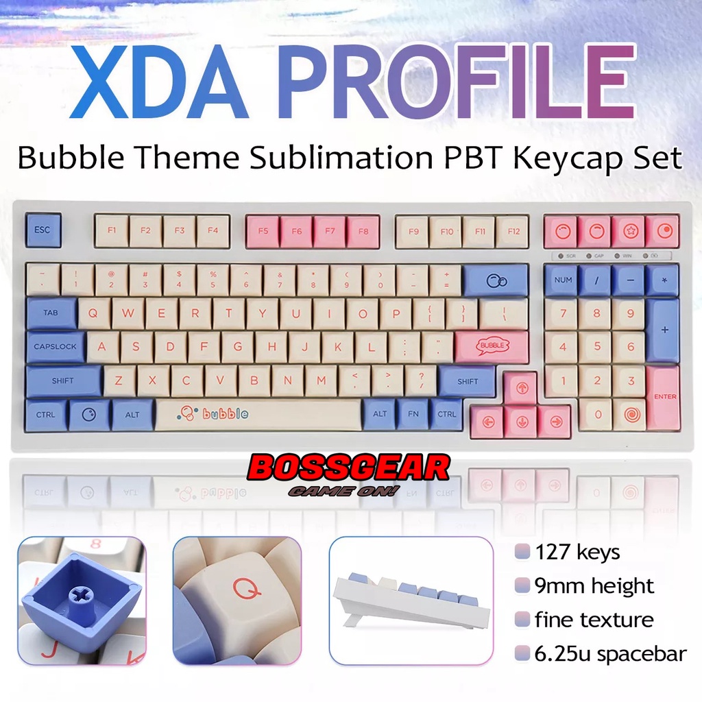 Bộ Keycap XDA Chủ Đề Bong Bóng 127 nút In Dye Sub hỗ trợ lắp được nhiều layout