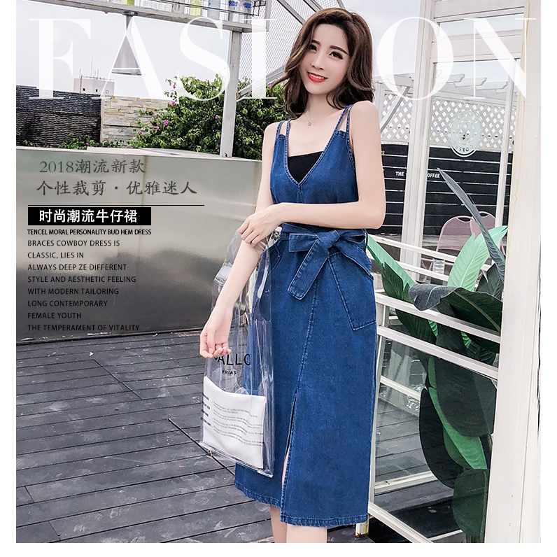 Đầm Yếm Jean Dáng Chữ A Cổ Chữ V Xinh Xắn Thời Trang | BigBuy360 - bigbuy360.vn