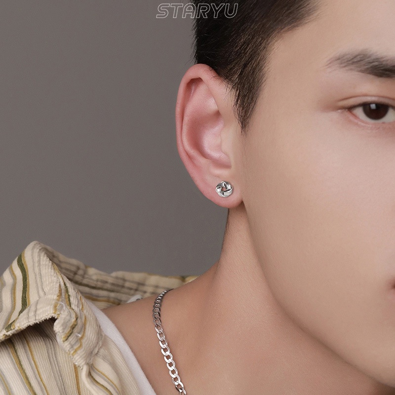 Bông Tai Mạ Bạc 925 Hình Lục Giác Xoắn Ốc Phù Hợp Cho 24 Tiếng