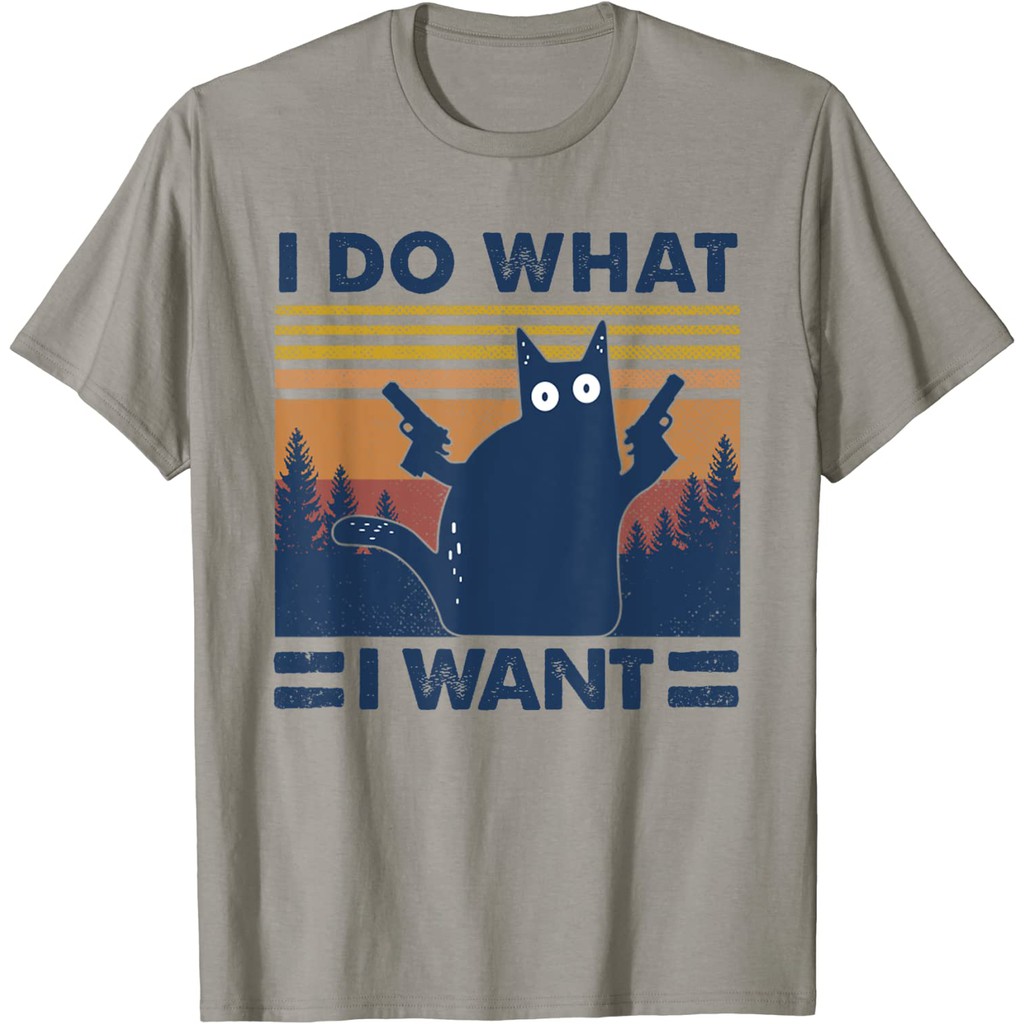 áo phông đẹp -  I Do What I Want Black Cat Funny Cat Vintage Lover Gift T-Shirt