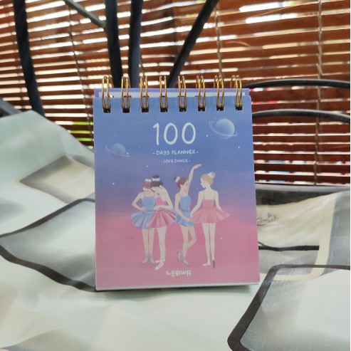 Sổ Kế Hoạch Lò Xo 100 Ngày - 100 Days Daily Planner Notebooks - 4 Cô Gái  - mẫu 3