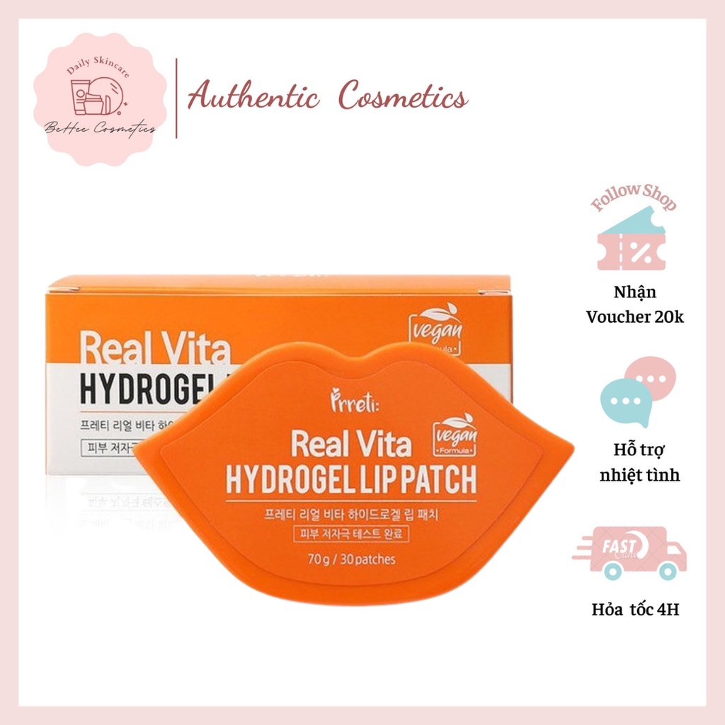 Mặt Nạ Dưỡng Môi REAL VITA Hydrogel Lip Patch - Hộp 30 miếng