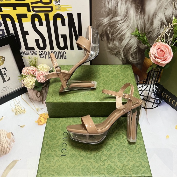 Giày Sandal Cao Gót Nữ Đế Vuông 12 Phân Đúp Trước T69