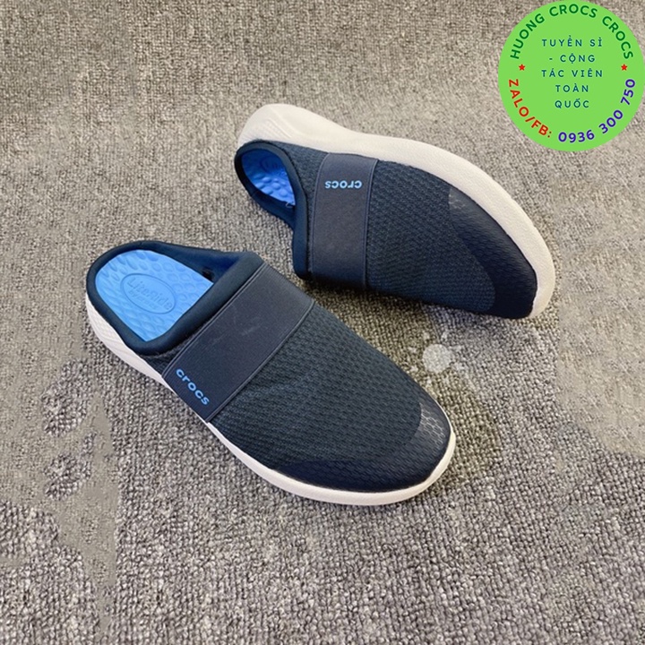 GIÀY SỤC LƯỜI CROCS VẢI LƯỚI LITERID MESH MULE CHO NAM MÀU XANH