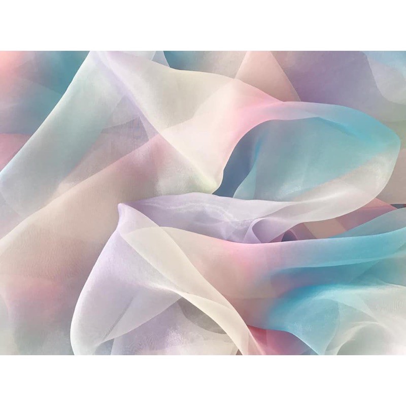 Vải voan kính cầu vồng 7 màu mềm mịn siêu xinh