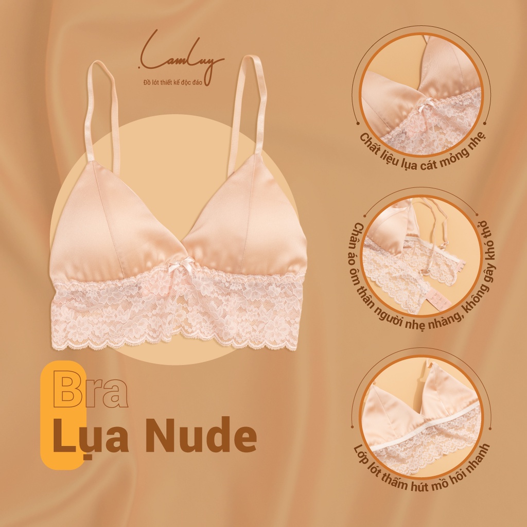 Áo lót nữ LAMLUY thiết kế mút mỏng bralette lụa chân ren