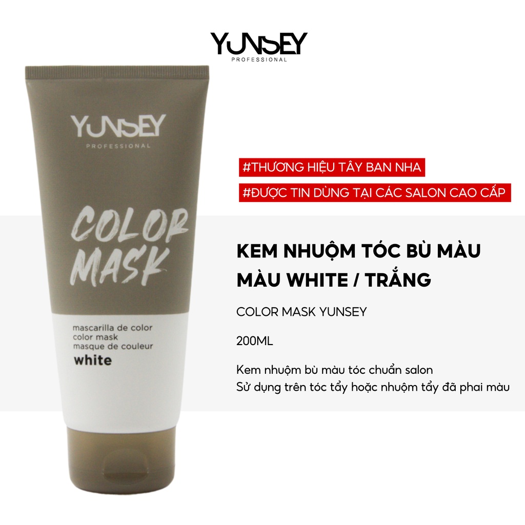 Kem nhuộm dưỡng tóc màu Trắng White Color Mask Yunsey 200ml