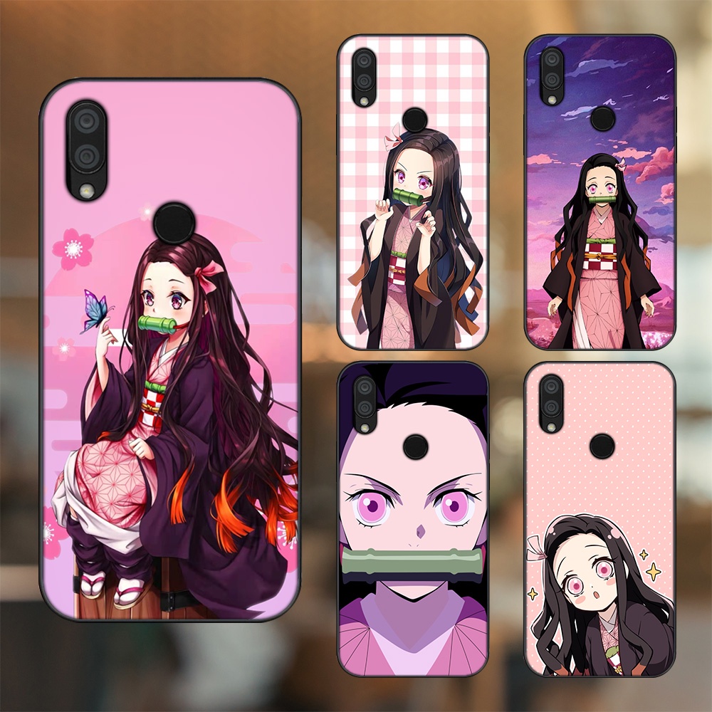 Ốp lưng Xiaomi Redmi 7 viền đen in hình Nezuko Kimetsu no Yaiba