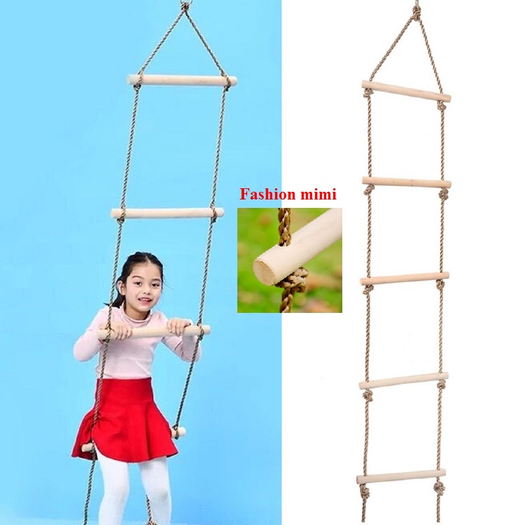 Thang Dây Cho Bé Chất Liệu Dây Thừng và Gỗ Tự Nhiên 2m x 40cm