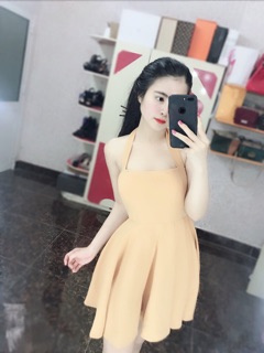 Đầm dáng xoè cổ yếm ( có mút ngực )
