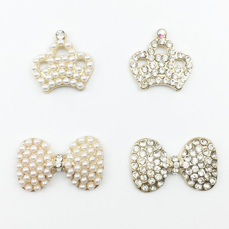 Set 10 Nút Hợp Kim Đính Đá / Ngọc Trai Giả / Kim Loại Trang Trí Đồ Thủ Công