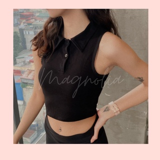 Áo Croptop Magnolia by Leah ba lỗ khuya cổ đức, Áo tanktop croptop tôn dáng