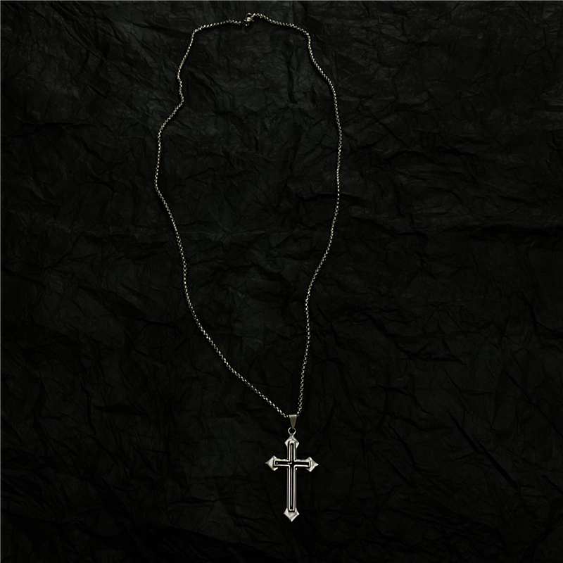 Dây Chuyền Thép Titan Dáng Dài Mặt Thánh Giá Phong Cách Harajuku Đường Phố 22082 Cho Cặp Đôi