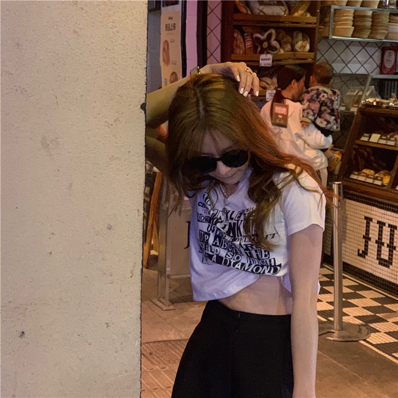 Áo Thun Tay Ngắn Màu Trắng Thời Trang Mùa Hè Mới Cho Nữ