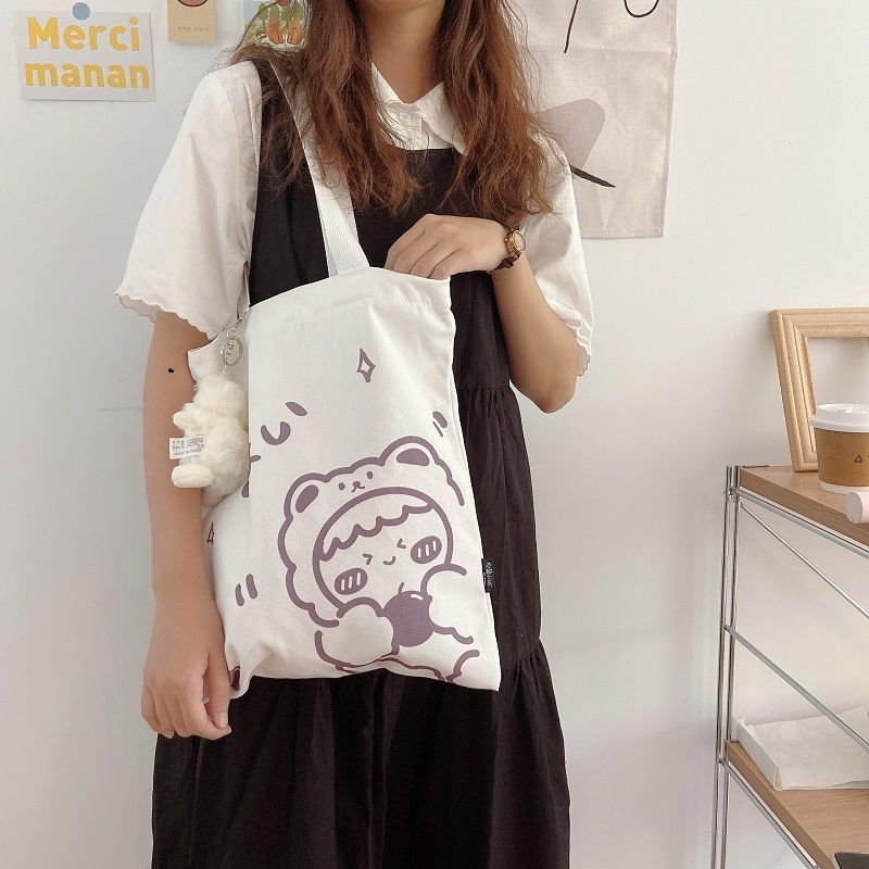 Túi đeo vai/ xách tay tote vải canvas mẫu 2020 phong cách Hàn Quốc thời trang cho nữ
