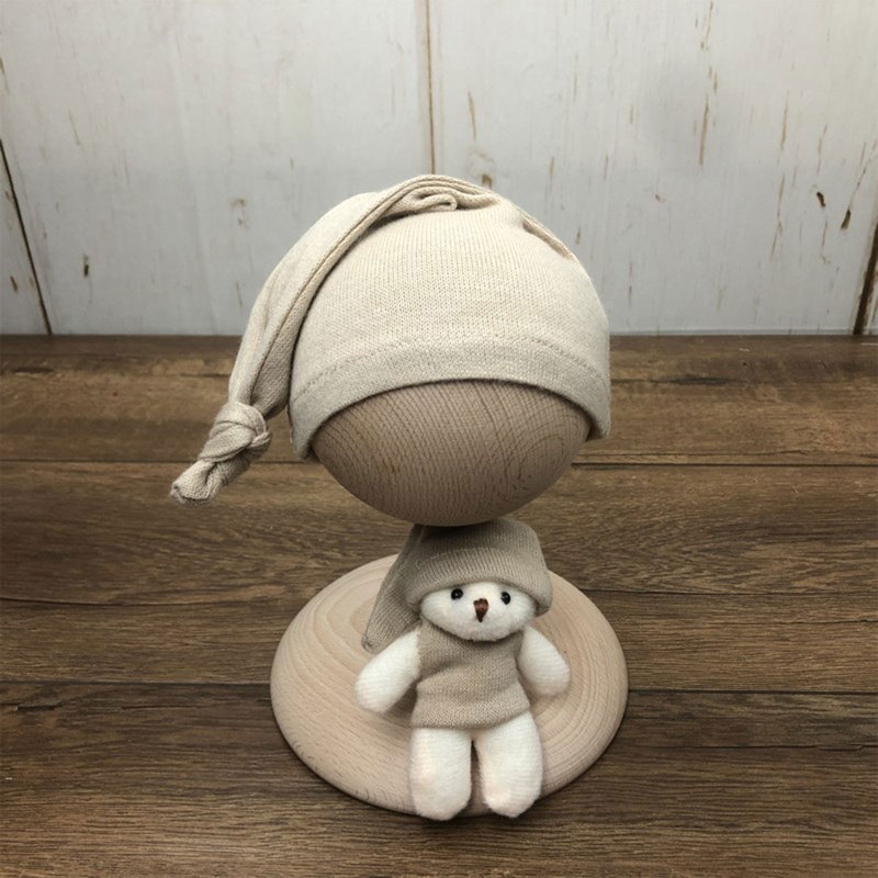 Set 2 Mũ Beanie Thắt Nút Dài Phụ Kiện Chụp Ảnh Cho Bé Sơ Sinh