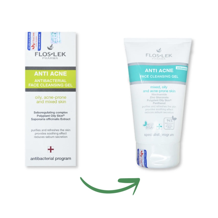 Mẫu mới nhất Floslek Sữa Rửa Mặt Cho Da Dầu Mụn Anti Acne 125ML | Unknown Beauty