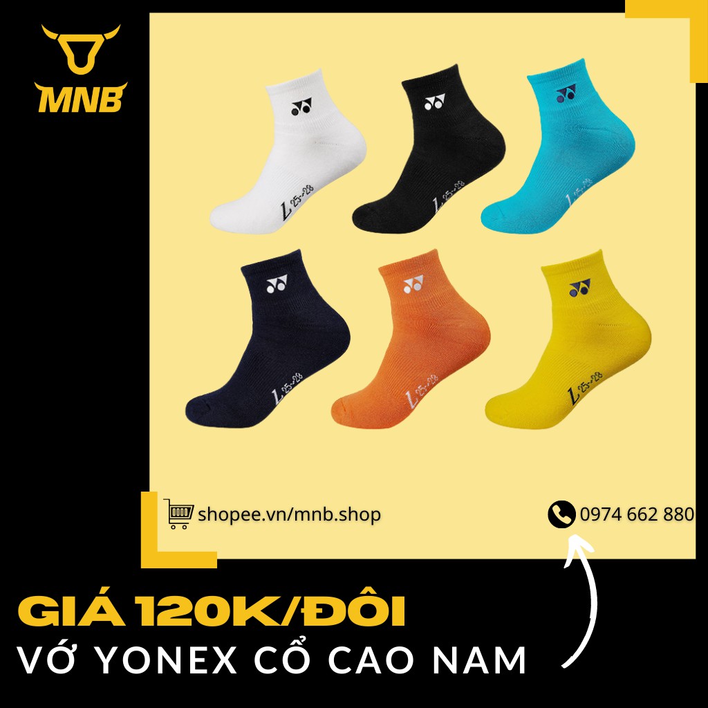 Tất Yonex, vớ thể thao chạy bộ, cầu lông, cổ cao dành cho nam chất liệu cotton, ôm chân thấm hút mồ hôi