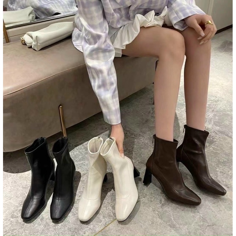 Boot da dây kéo cổ cao