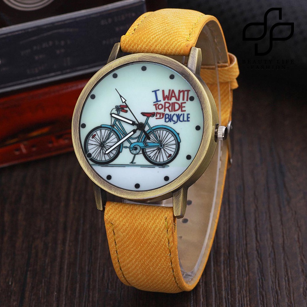 BEA™ Unisex Retro Bicycle Canvas Band No Round Dial Quartz Wrist Watch