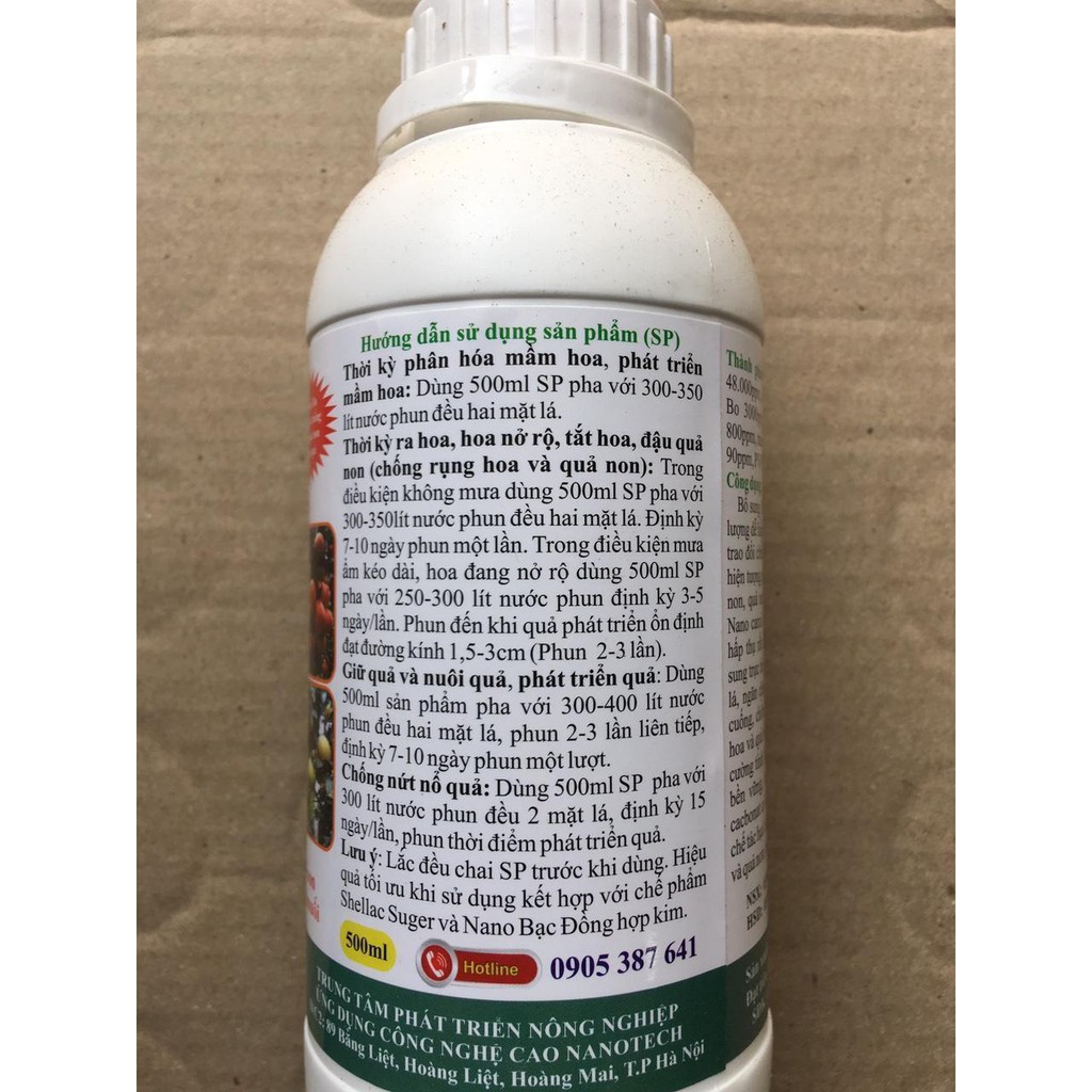 Dung dịch Nano Canxi Super chống rụng hoa và trái non 500ml