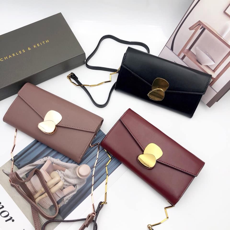 TÚI CHARLES & KEITH METAL DETAIL PUSH-LOCK WALLET