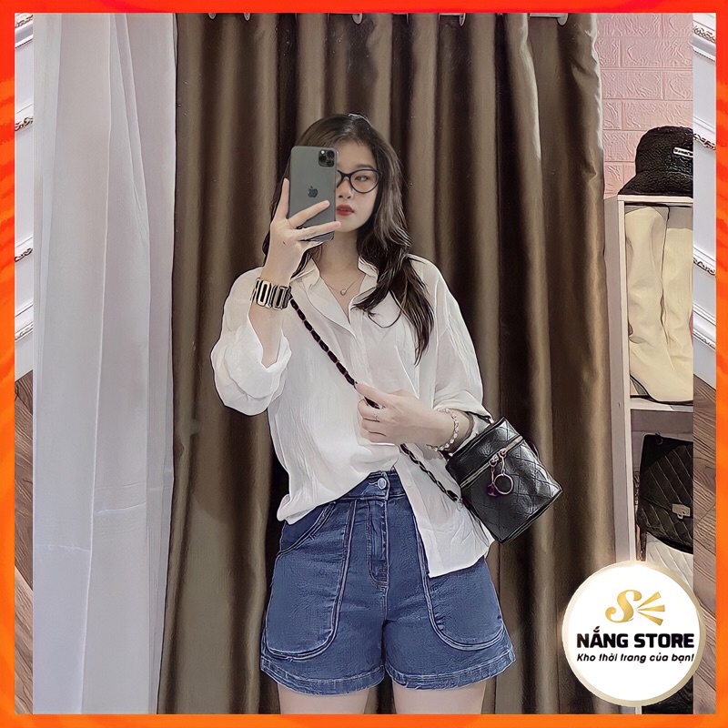 Quần sooc nữ hàng quảng châu vải sịn phong cách hiện đại