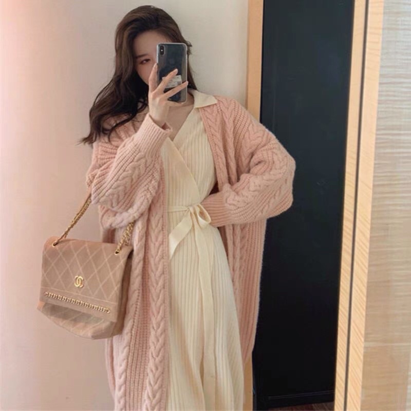 Áo khoác len cardigan dáng dài gam màu pastel | BigBuy360 - bigbuy360.vn