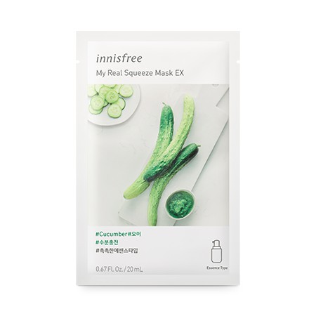 Mặt Nạ Giấy Dưỡng Da Chiết Xuất Từ Dưa Leo Jeju Innisfree My Real Squeeze Mask EX 20ml