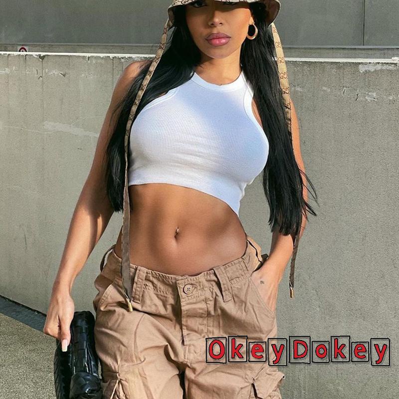 Quần túi hộp có dây kéo màu sắc đơn giản cho nữ