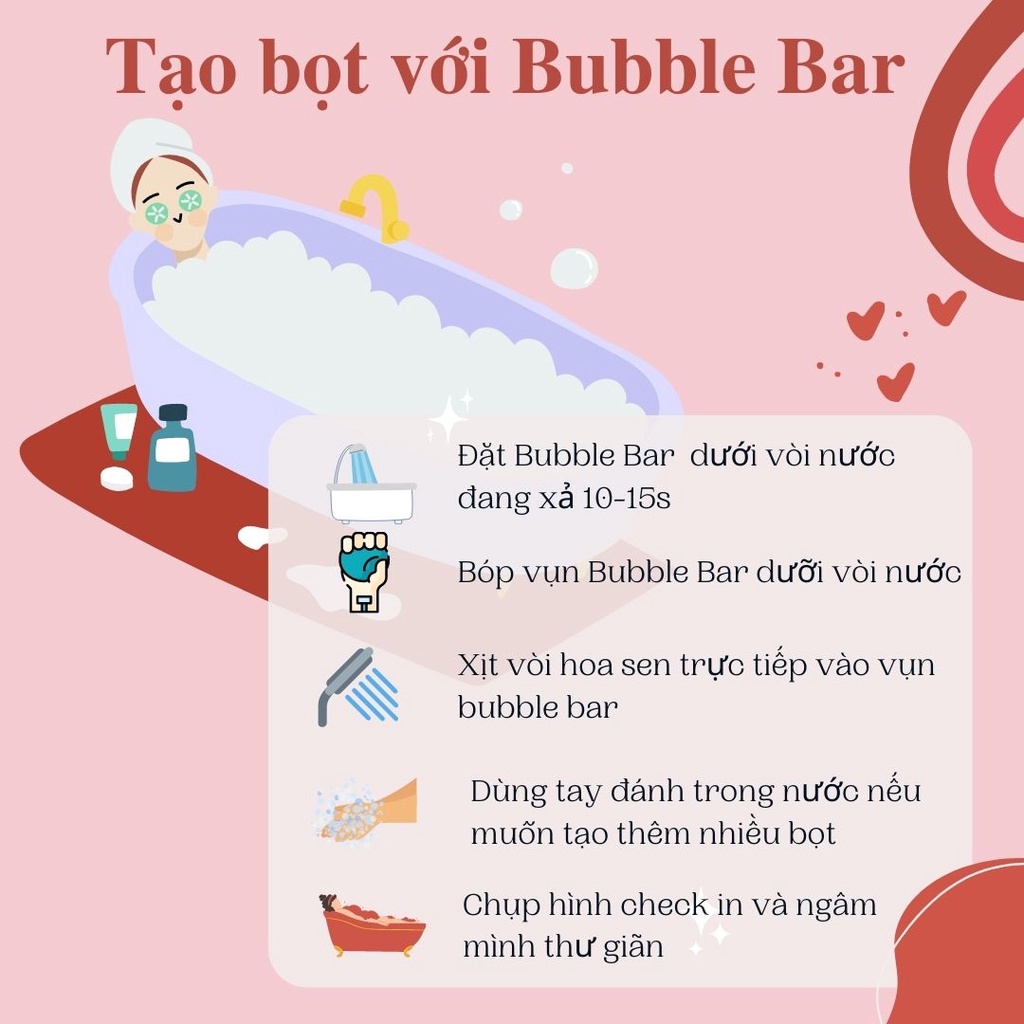 Love Bubble Bath Bomb| Bom Tắm Tạo Bọt Tình Yêu | Bath Bomb Tạo Bọt Bồn Tắm Trái Tim Tinh Dầu Hoa Hồng - 200g