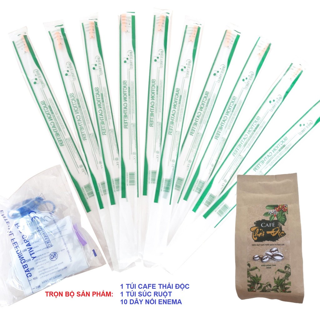 COMBO túi thải độc đại tràng, coffee enema, thụt tháo đại tràng, caphe enema, thải độc cà phê, súc ruột dung tích 1200m