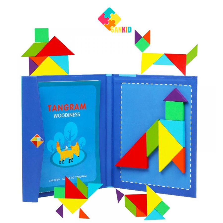 Đồ chơi tangram có nam châm - xếp hình trí uẩn kèm hướng dẫn cùng bé sáng tạo