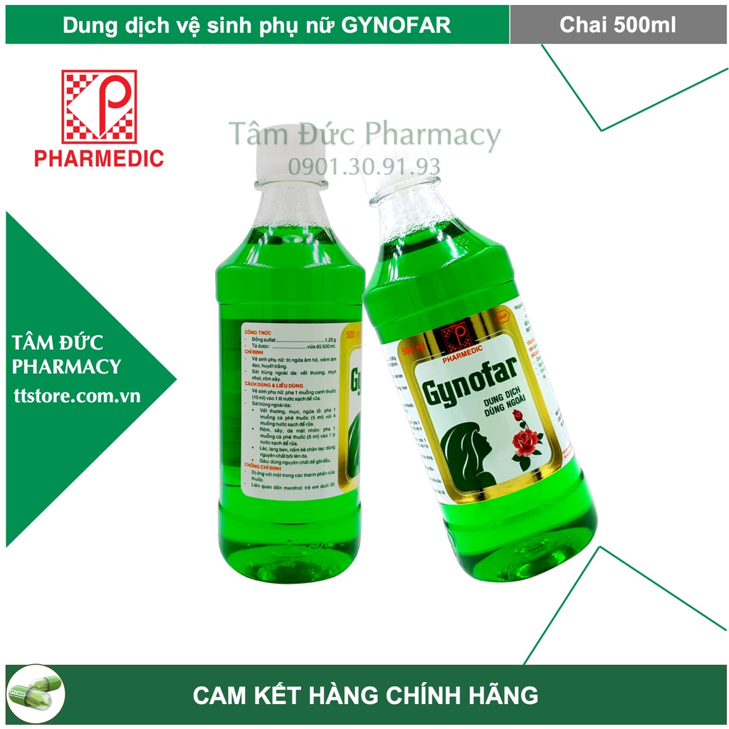 Dung dịch vệ sinh phụ nữ Gynofar gội đầu tắm rửa chai 250ml và 500ml