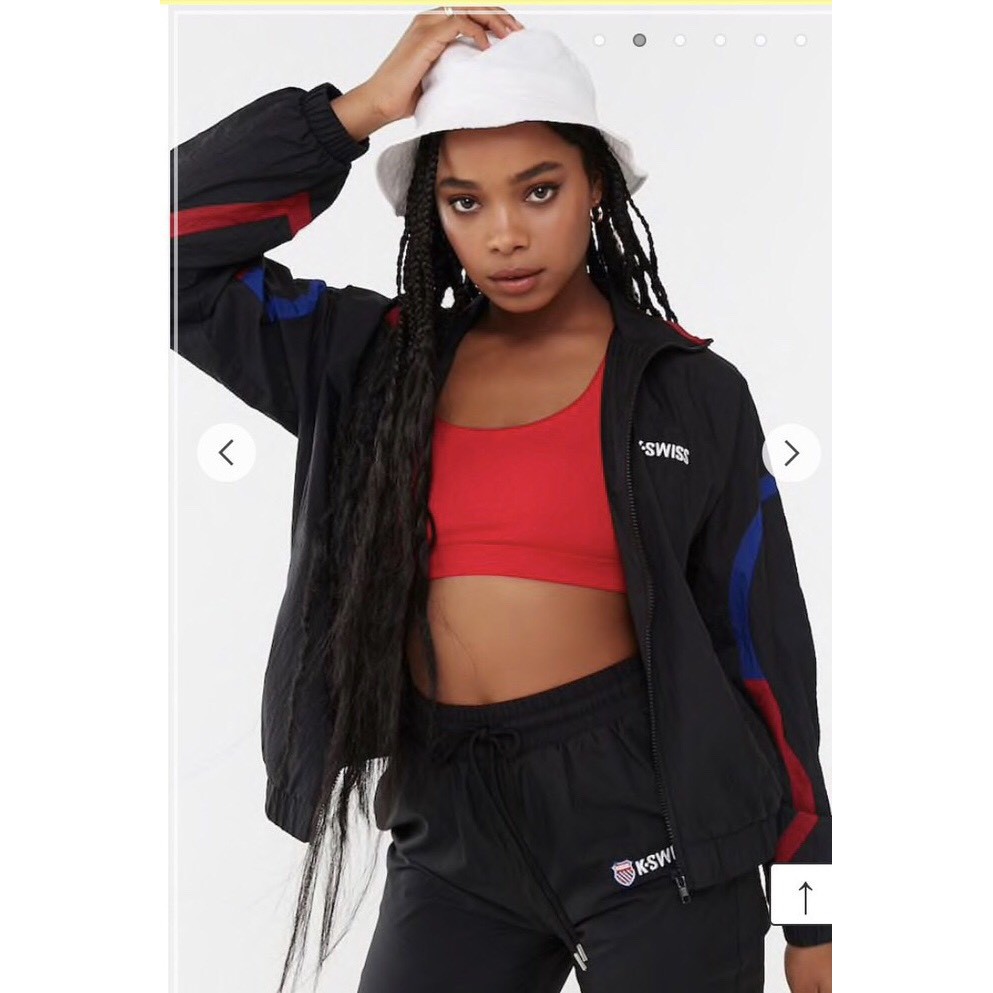 Áo Khoác Dù F21 Logo K-Wiss Đen Phối Đỏ 2 Lớp - Size S 46-49kg  - 2293
