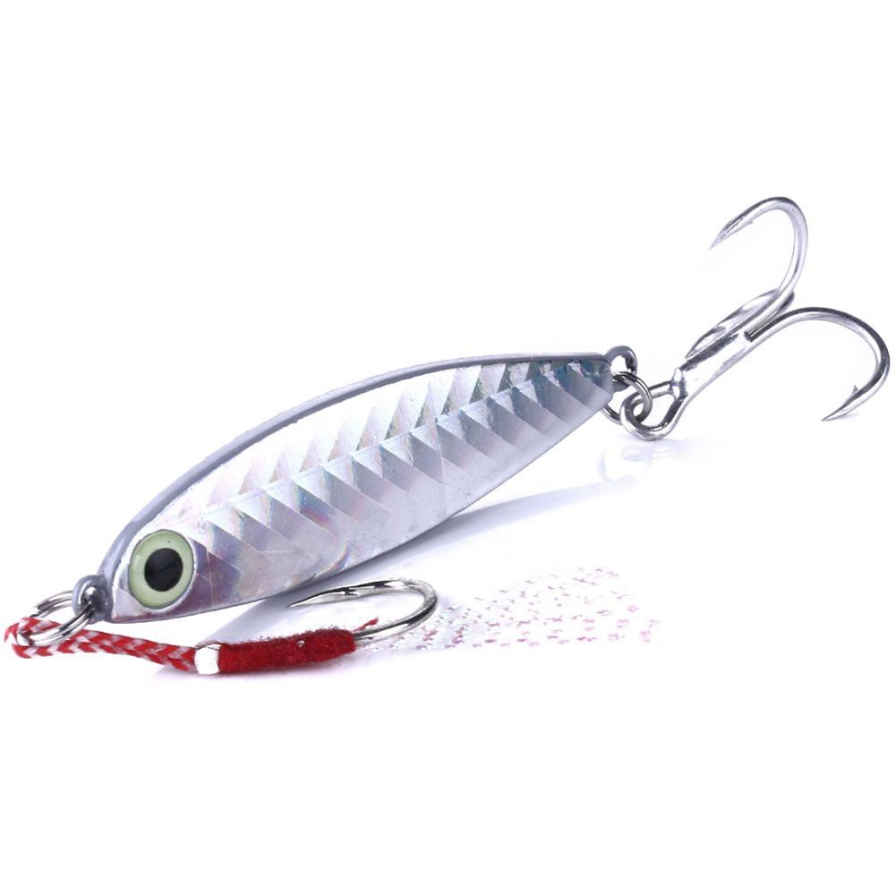 [COD]♠♠6 tấm sắt câu cá mồi mồi chì nhân tạo Jig cứng bả w / Treble Hook