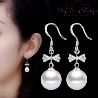 Bông tai ngọc trai nơ xinh bhq008 bạc s925 hàn quốc