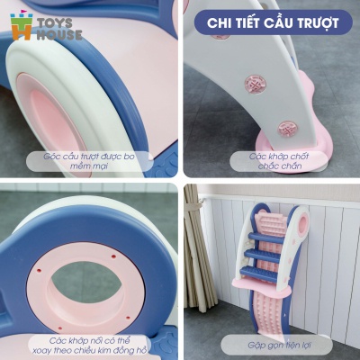 Cầu trượt cho bé gấp gọn Toys house, nhựa nguyên sinh cao cấp, an toàn cho bé