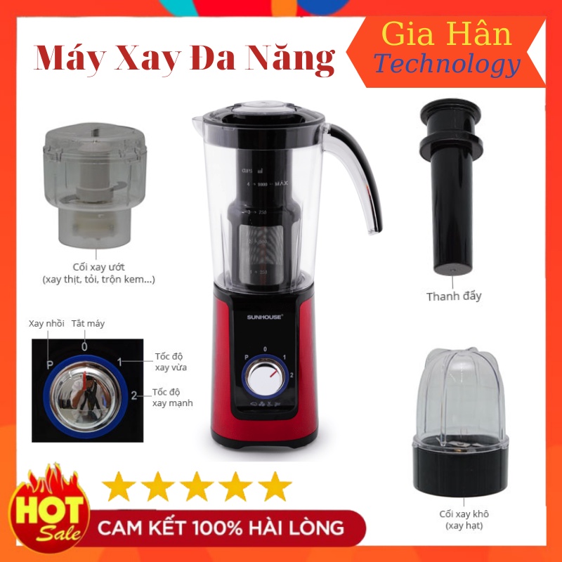 Máy Xay Đa Năng Sunhouse SHD5322B Máy Xay Sinh Tố Với Thiết Kế Sang Trọng Dung Tích Lên Đến 1.25L - Bảo Hành 12 Tháng