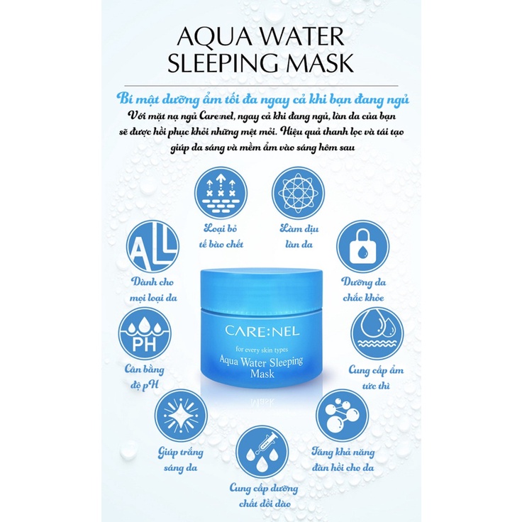 Mặt Nạ Ngủ CARE:NEL Cấp Nước, Dưỡng Ẩm Da Aqua Water Sleeping Mask 15g