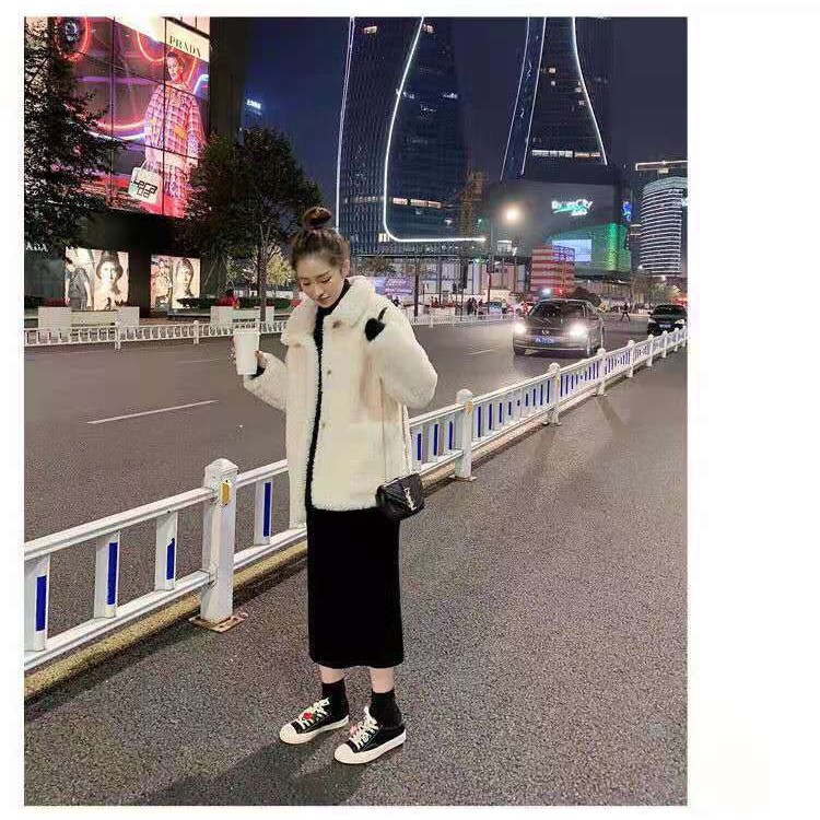 Set váy body dáng dài kèm áo khoác lông form rộng unisex/ Set 2 món váy áo mùa đông cho nữ trẻ trung_xuongmaythuhien | BigBuy360 - bigbuy360.vn