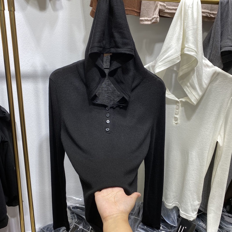 Áo Thun Cotton Tay Dài Có Mũ Trùm Thời Trang Mùa Thu Năm 2021 Phong Cách Hàn Quốc Mới