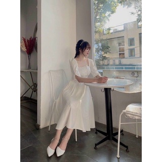 đầm xòe dự tiệc xếp ly ngực